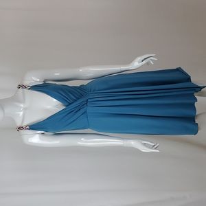 Ella's Moss Blue Knit Sundress Braided Straps